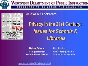 Privacy in the 21st Century: Issues for Schools
