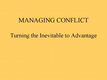 MANAGING CONFLICT