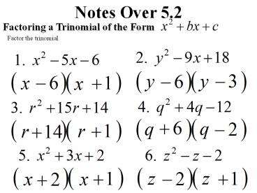 Notes Over 5.2