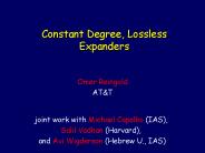 Constant Degree, Lossless Expanders