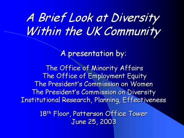 A Brief Look at Diversity Within the UK Community
