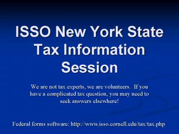 ISSO New York State Tax Information Session