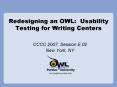 Redesigning an OWL: Usability Testing for Writing Centers PowerPoint PPT Presentation