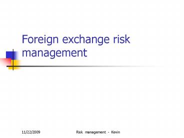 Foreign exchange risk management