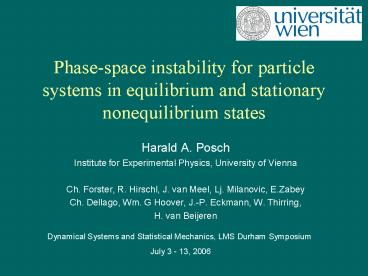 Phase-space instability for particle systems in equilibrium and stationary nonequilibrium states
