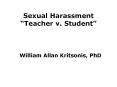 William Kritsonis, School Law, Ch 10 Sexual Harassment PowerPoint PPT Presentation