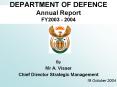 DEPARTMENT OF DEFENCE Annual Report FY2003 - 2004 PowerPoint PPT Presentation