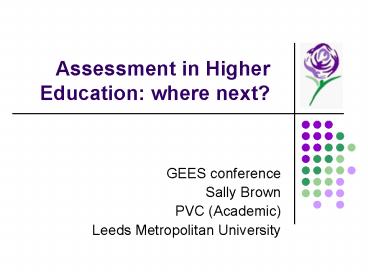 Assessment in Higher Education: where next