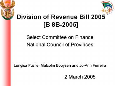 Division of Revenue Bill 2005 [B 8B-2005]