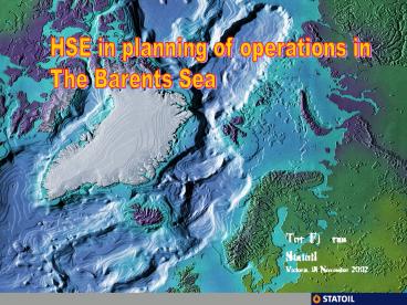 HSE in planning of operations in