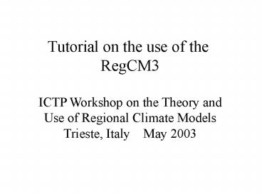 Tutorial on the use of the