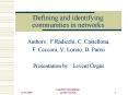 Defining and identifying communities in networks PowerPoint PPT Presentation