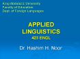 APPLIED LINGUISTICS 423 ENGL PowerPoint PPT Presentation