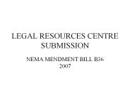 LEGAL RESOURCES CENTRE SUBMISSION