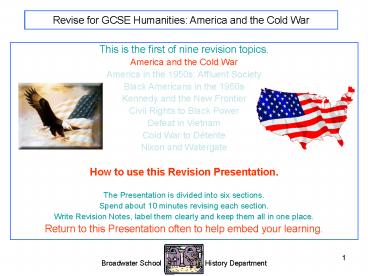 Revise for GCSE Humanities: The 1950s