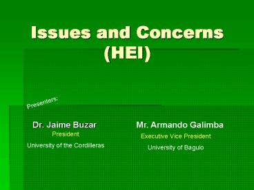Issues and Concerns HEI
