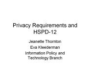 Privacy Requirements and HSPD-12