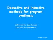 Deductive and inductive methods for program synthesis