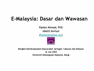 EMalaysia: Dasar dan Wawasan