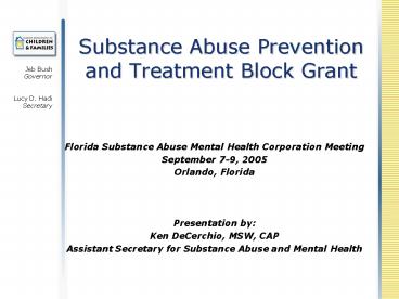 Substance Abuse Prevention and Treatment Block Grant