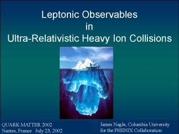 Leptonic Observables in UltraRelativistic Heavy Ion Collisions
