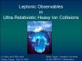 Leptonic Observables in UltraRelativistic Heavy Ion Collisions PowerPoint PPT Presentation