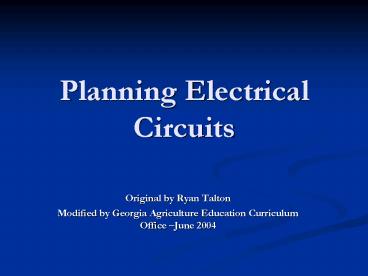 Planning Electrical Circuits