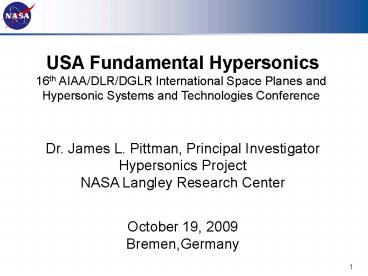 USA Fundamental Hypersonics