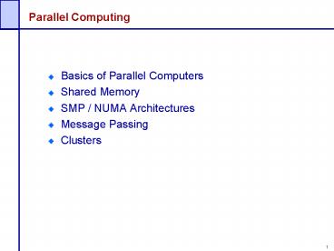 Parallel Computing