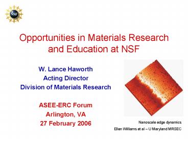 Opportunities in Materials Research and Education at NSF