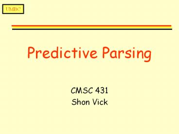 Predictive Parsing