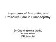 Importance of Preventive and Promotive Care in Homoeopathy PowerPoint PPT Presentation