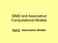 SIMD and Associative Computational Models PowerPoint PPT Presentation