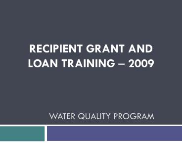 WATER QUALITY PROGRAM