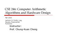 CSE 246: Computer Arithmetic Algorithms and Hardware Design