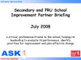 Secondary and PRU School Improvement Partner Briefing PowerPoint PPT Presentation