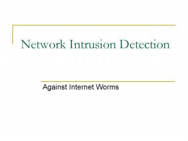 Network Intrusion Detection