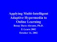 Applying MultiIntelligent Adaptive Hypermedia to Online Learning PowerPoint PPT Presentation