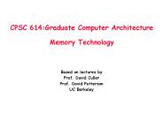 CPSC 614:Graduate Computer Architecture Memory Technology