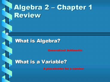 Algebra 2 Chapter 1 Review