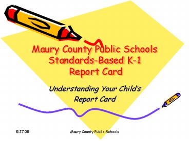 Maury County Public Schools StandardsBased K1 Report Card