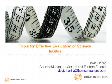 Tools for Effective Evaluation of Science InCites