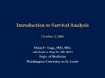 Introduction to Survival Analysis October 1, 2008 PowerPoint PPT Presentation