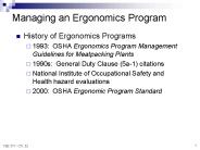 Managing an Ergonomics Program
