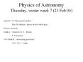 Physics of Astronomy Thursday, winter week 7 (23 Feb.06) PowerPoint PPT Presentation