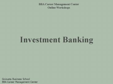 Investment Banking