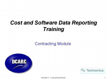 Cost and Software Data Reporting Training