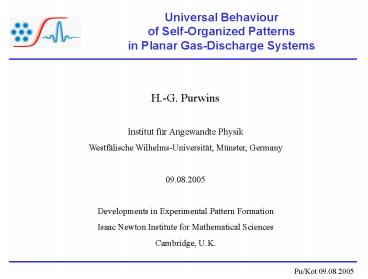 Universal Behaviour of SelfOrganized Patterns in Planar GasDischarge Systems
