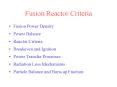 Fusion Reactor Criteria PowerPoint PPT Presentation