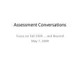 Assessment Conversations PowerPoint PPT Presentation